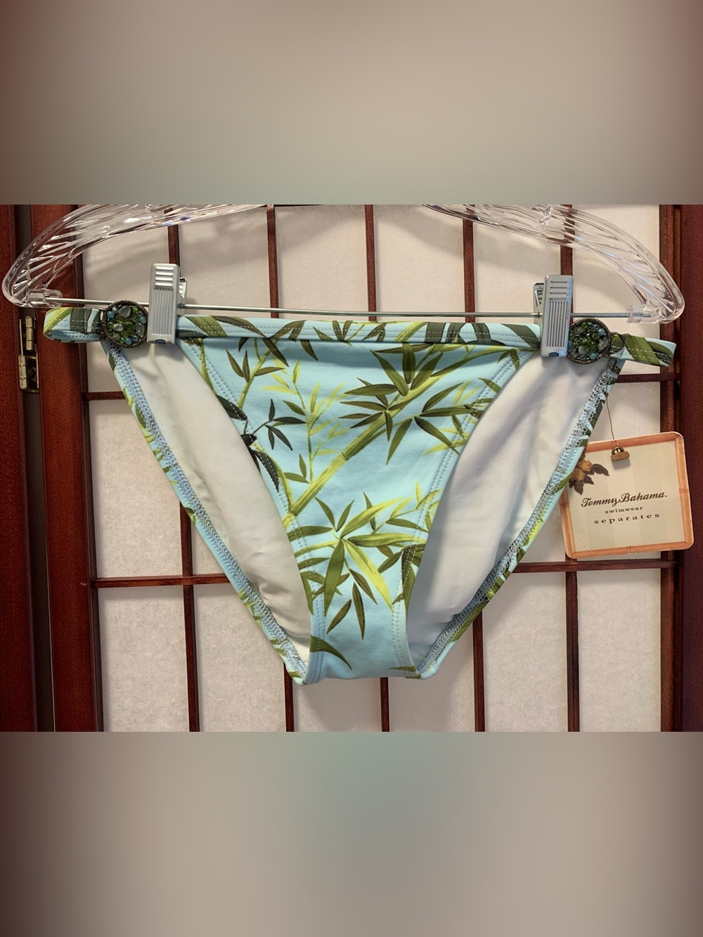 NWT Tommy Bahama Light Blue Leaf Print Bikini Bottoms in Size M